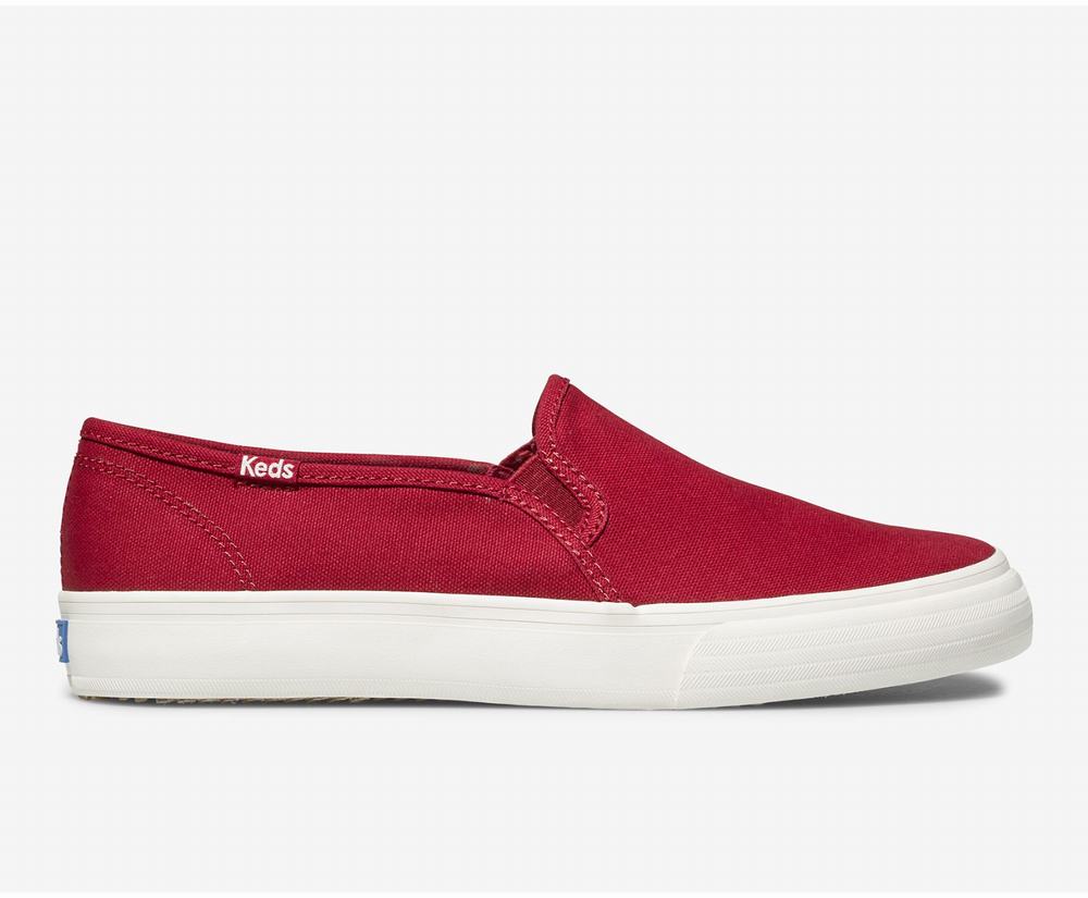 Women's Keds Double Decker Slip Ons Burgundy 0926475IF - South Africa